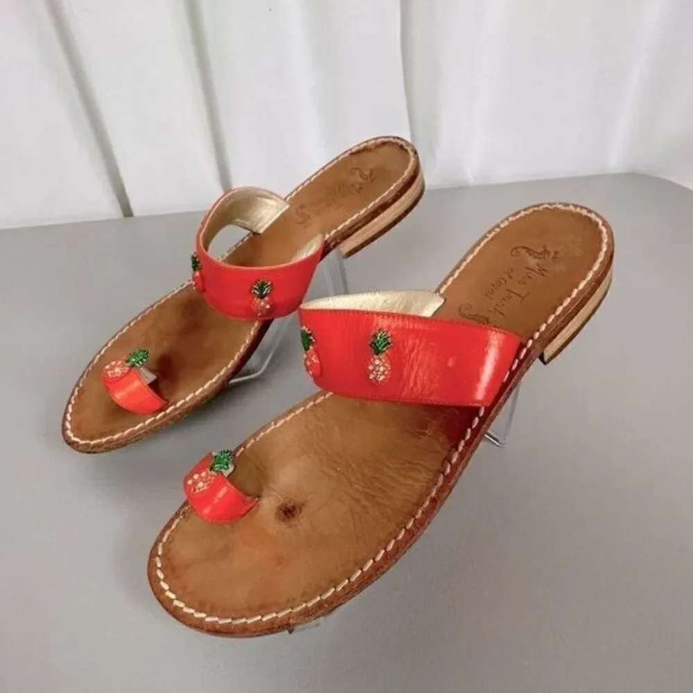 MISS TRISH OF CAPRI WOMENS SANDALS SIZE 41/8.5 ORANGE STRAP